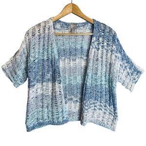 Chico’s Knitted Cardigan Womens Casual Lightweight Ombre Spring Summer Blue